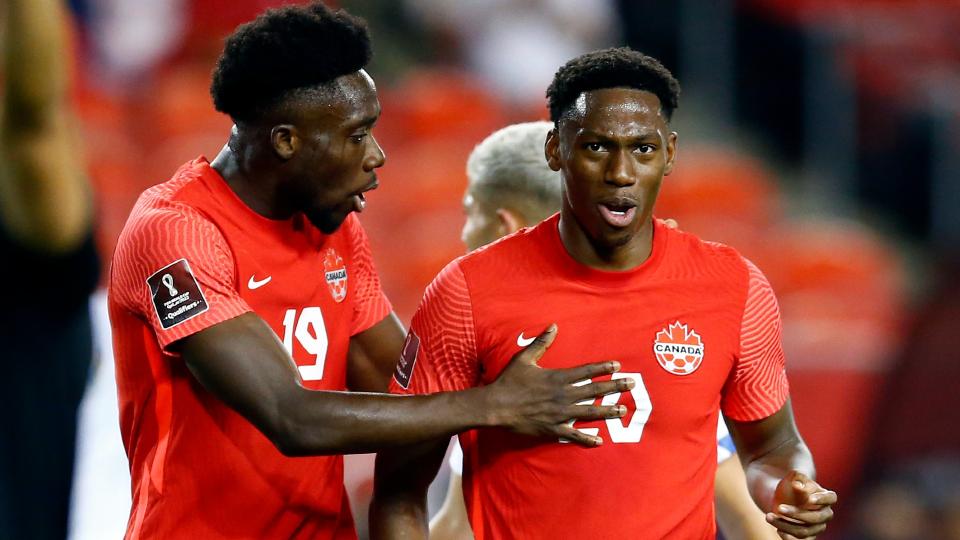 Alphonso Davies and Jonathan David of Canada