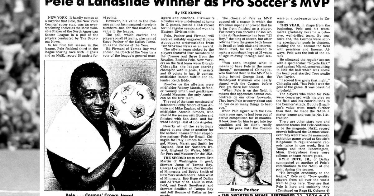 TSN Archives: Pele a Landslide Winner as NASL MVP (Sept. 11, 1976, issue)